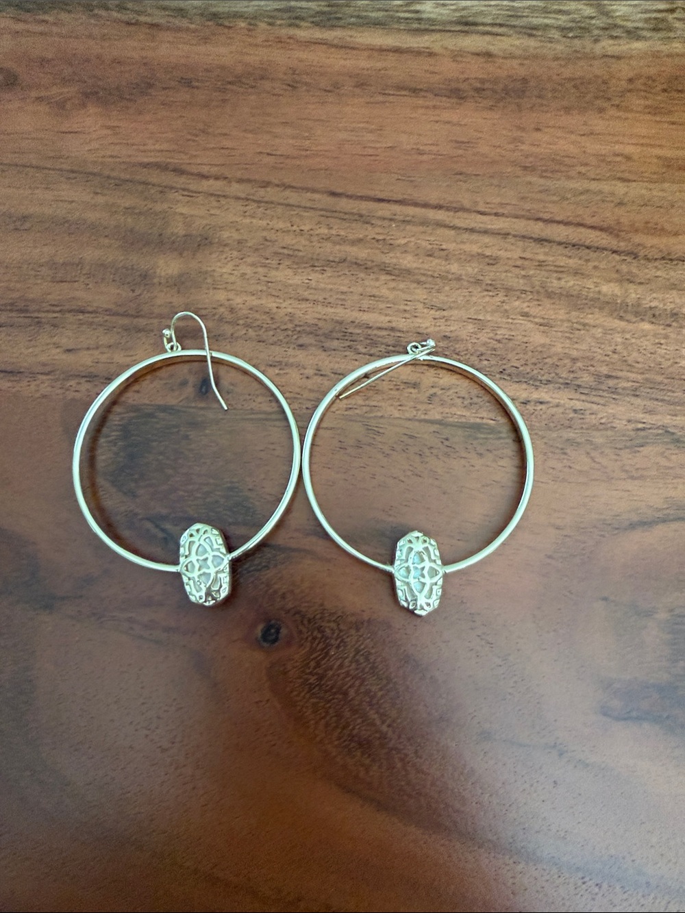Kendra Scott Gold Hoop Earrings with White Stone - Picture 3 of 3